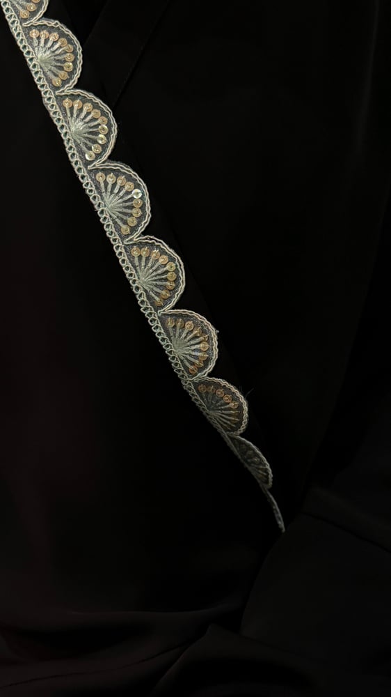 Black Bisht with Tiffany Trim