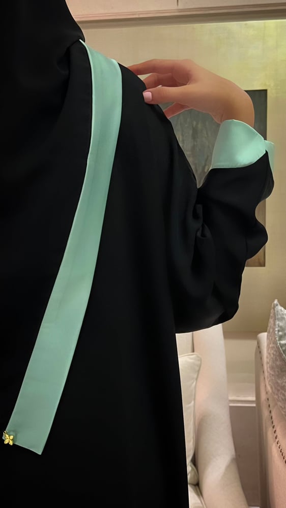 Half Bisht with Mint Rounded Cuffs