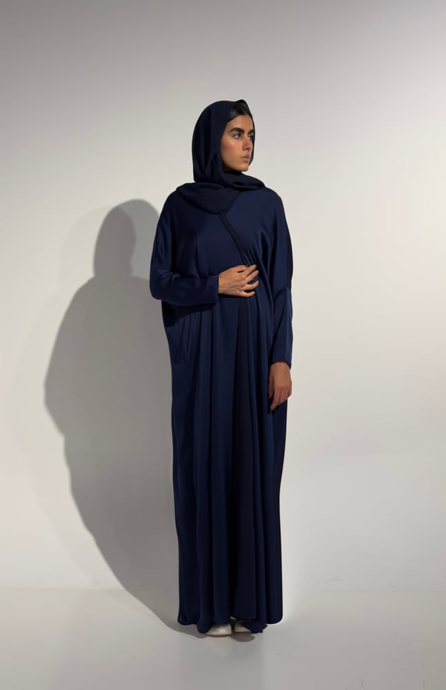Half Bisht — Navy Silk Chiffon Abaya