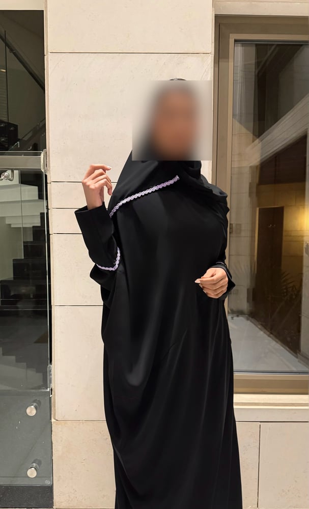 Black Half Bisht With Lavender trim