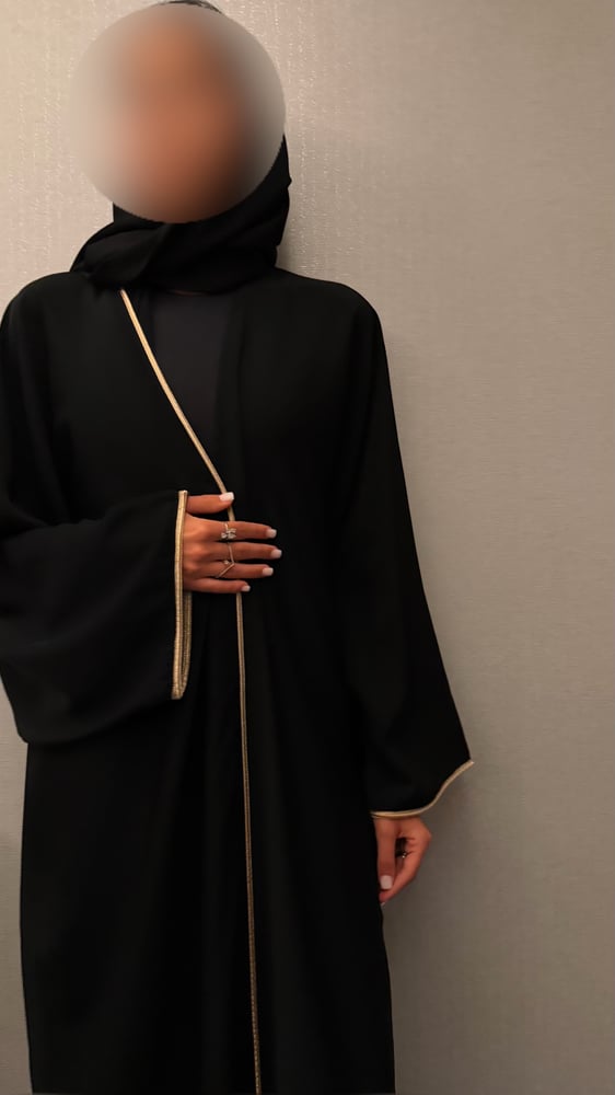 Quarter Bisht – Black Crepe with Gold Zari Trim
