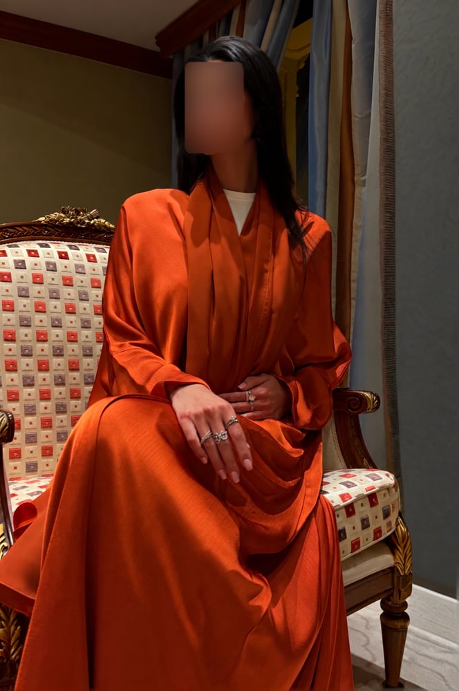 Half Bisht — Burnt Orange Silk Chiffon Abaya