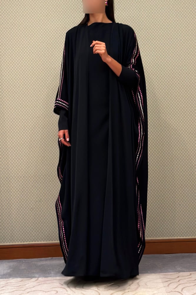 Bisht – Black with Multicolor Embroidery