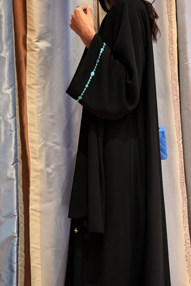 A-Line — Black with Turquoise Embroidery Detail