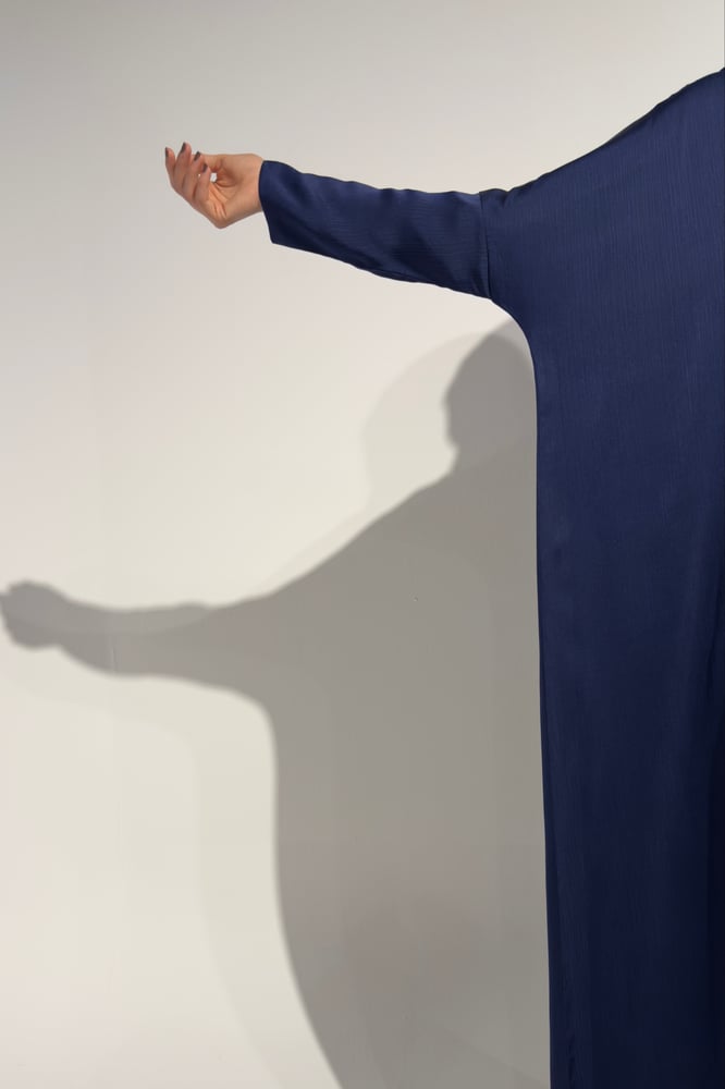 Half Bisht — Navy Silk Chiffon Abaya