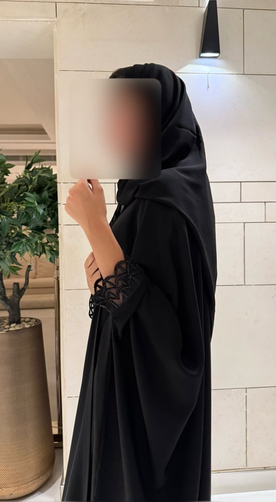 Bisht – Black Crepe with Beaded Sleeves