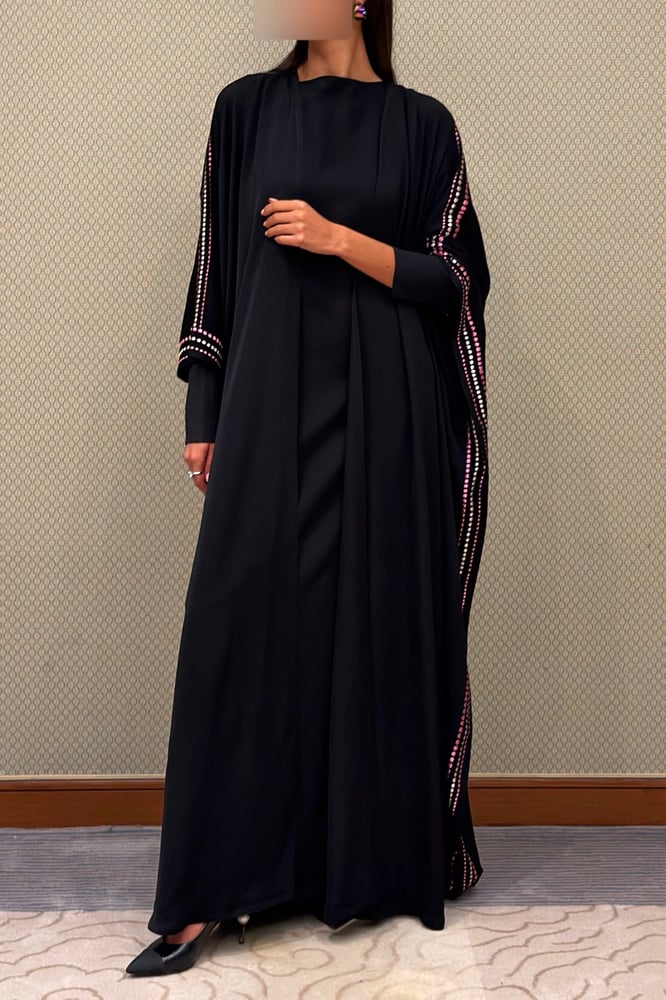 Bisht – Black with Multicolor Embroidery