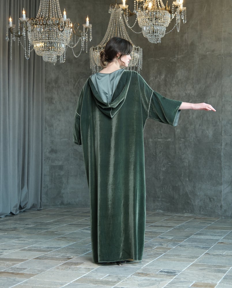 Hooded Dress – Japanese Green Velvet