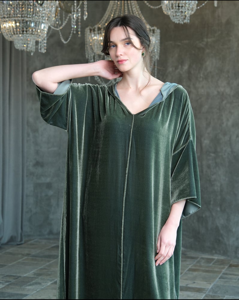 Hooded Dress – Japanese Green Velvet