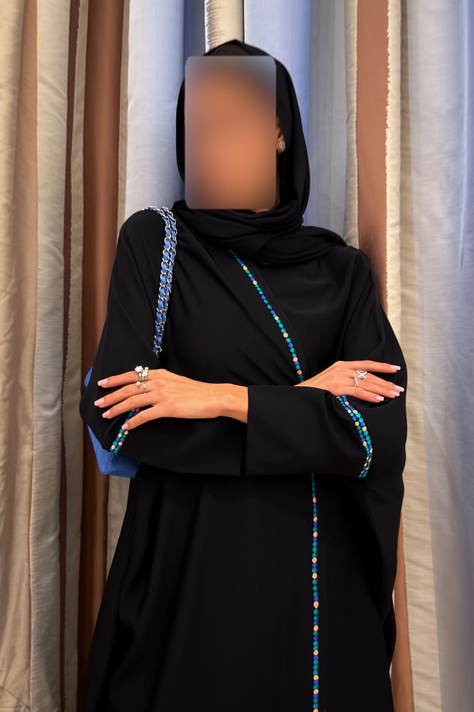 Half Bisht – Black with Multicolor Side Embroidery