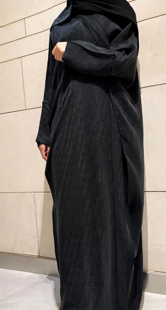 Half Bisht – Washed Silk with Jacquard Texture in Black