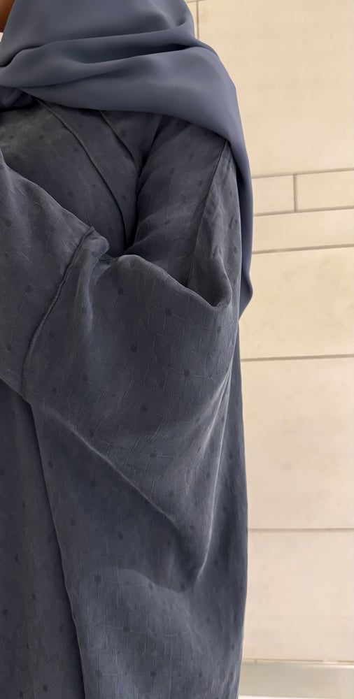 Half Bisht Abaya – Washed Japanese Silk in Muted Twilight Blue