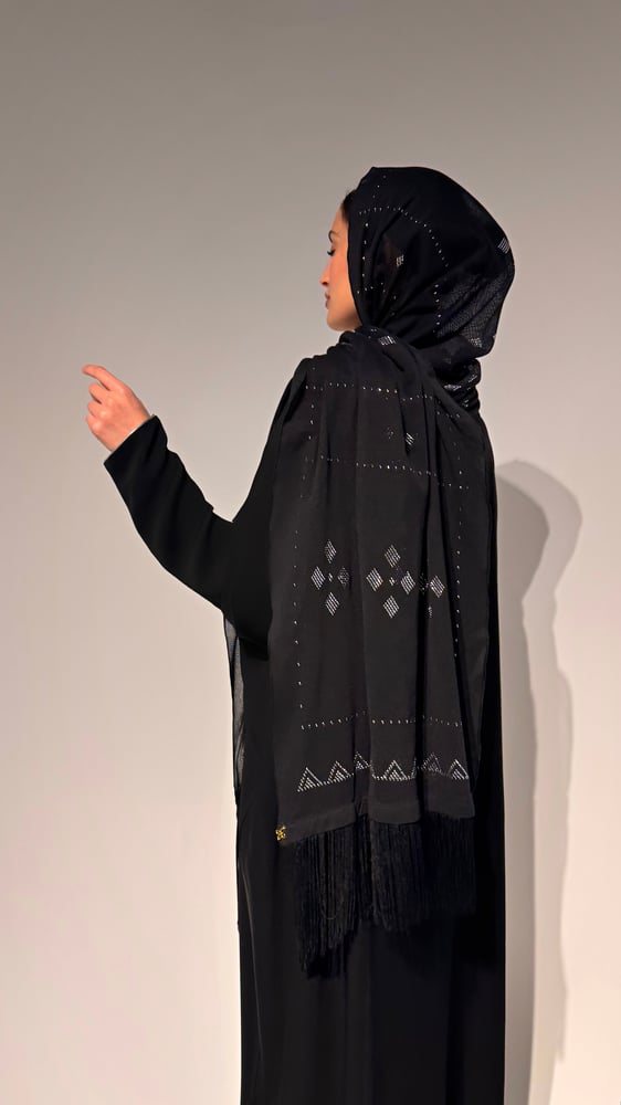 Naqda Tarha – Black Tulle with Silver Hand Embroidery