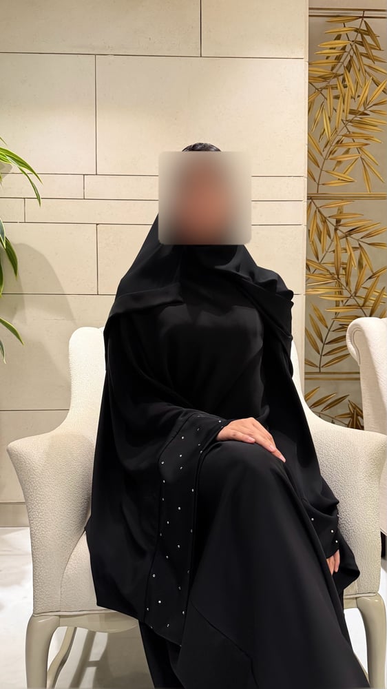 Black Bisht with Extra-Wide Sleeves and Crystal Accents