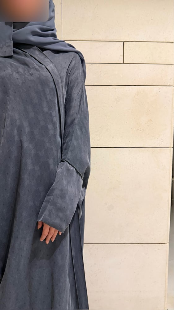 Half Bisht Abaya – Washed Japanese Silk in Muted Twilight Blue