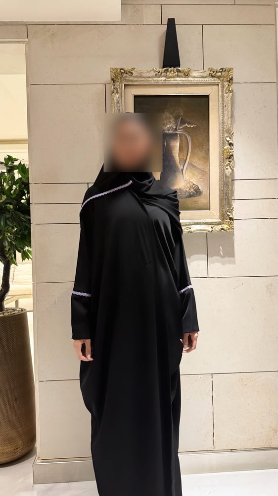 Black Half Bisht With Lavender trim