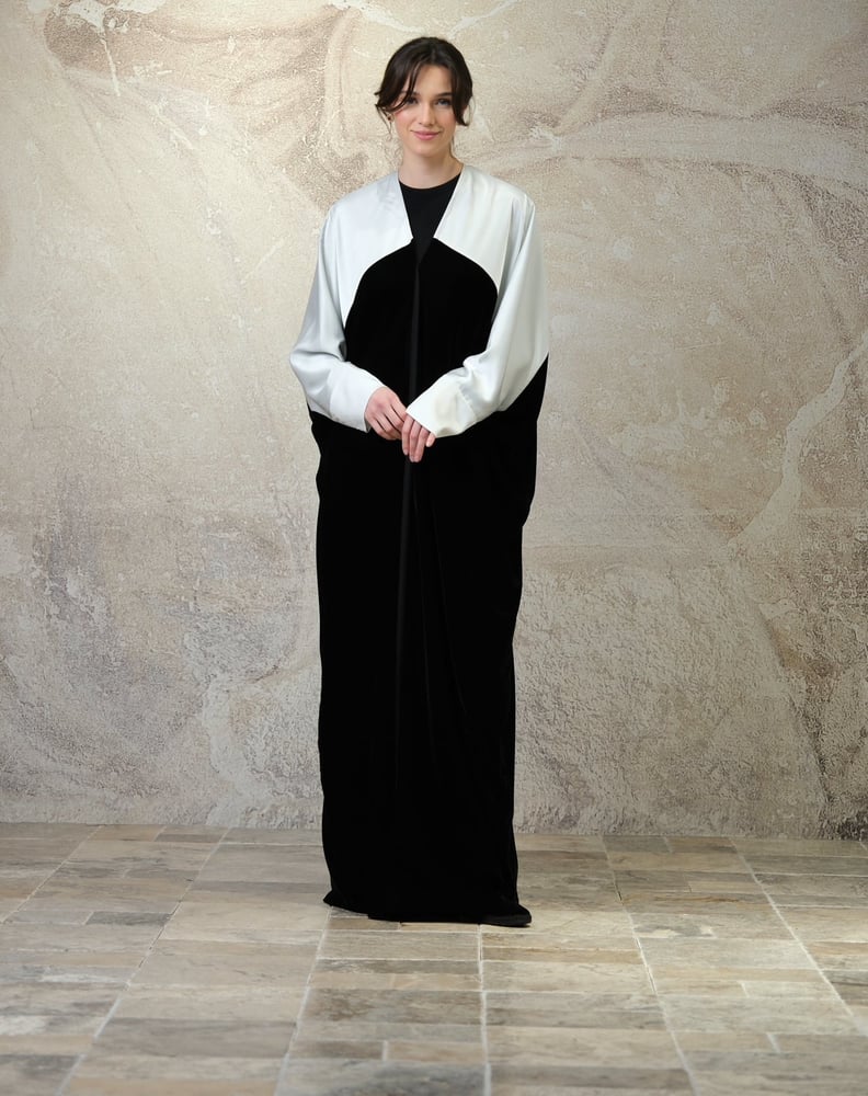 Bisht Black Velvet with White Silk