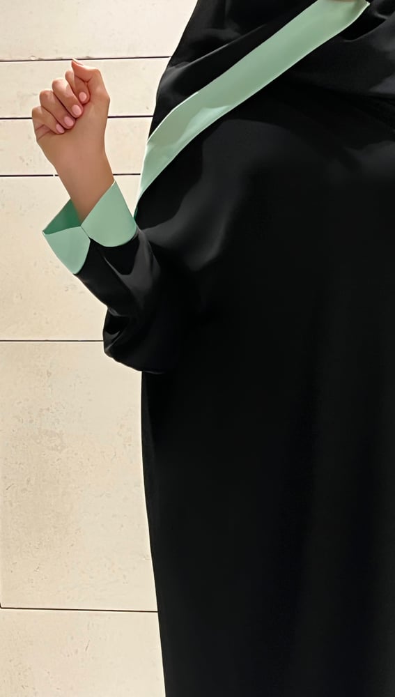 Half Bisht with Mint Rounded Cuffs