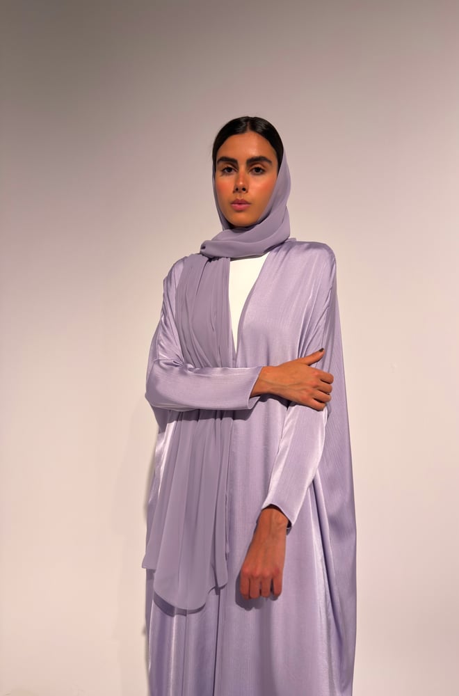 Half Bisht — Lavender Silk Chiffon Abaya