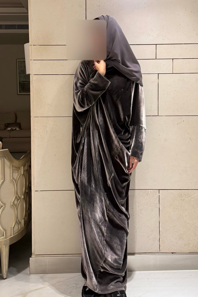 Half Bisht – French Gray Silk Velvet
