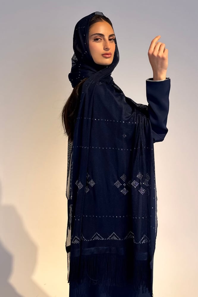 Naqda Tarha – Soft Tulle with Silver Hand Embroidery