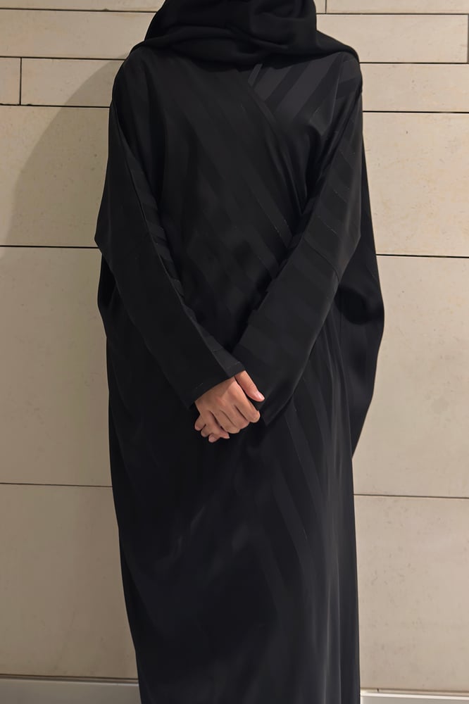 Half Bisht — Black Bold-Striped Crepe