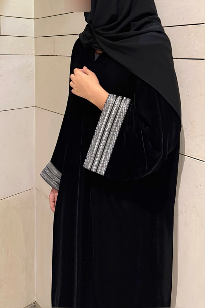 Quarter Bisht – Black Velvet with Silver Zari