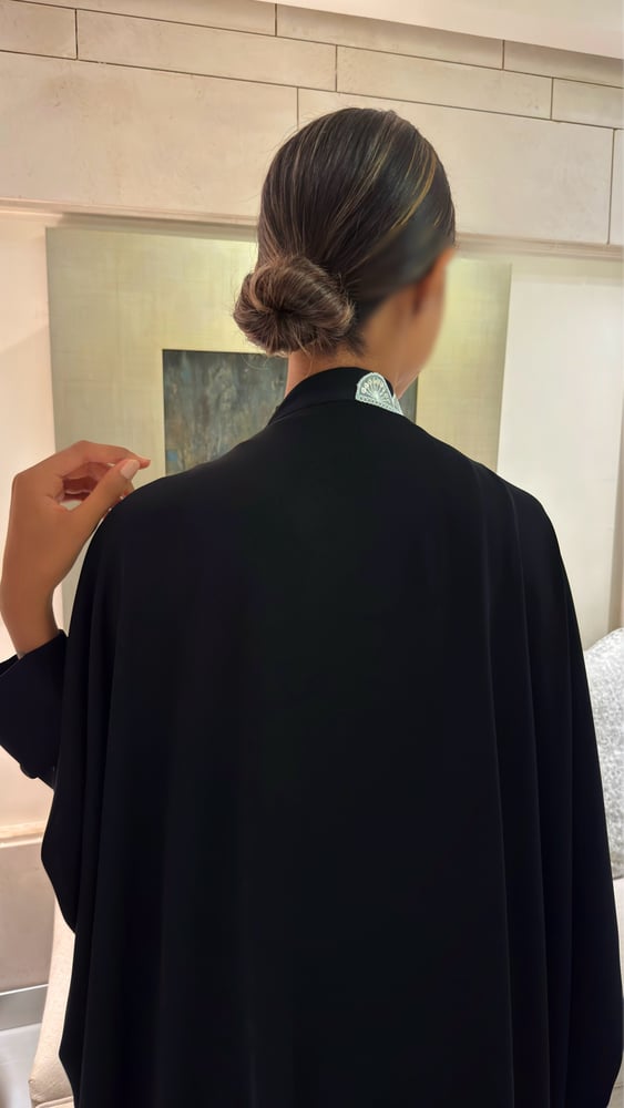 Black Bisht with Tiffany Trim