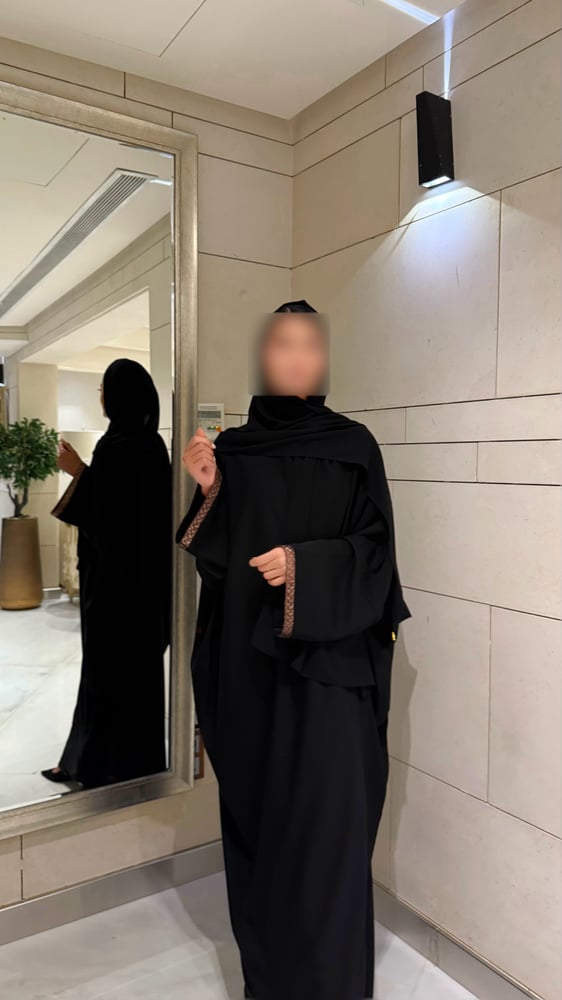 Black Half Bisht with Bronze sequins Wide Sleeves