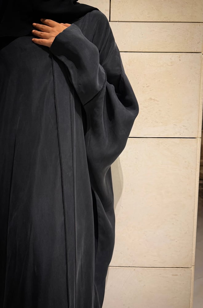 Half Bisht – Plain Washed Black Japanese Silk