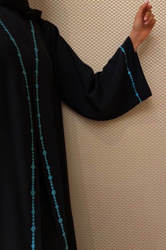 A-Line — Black with Turquoise Embroidery Detail