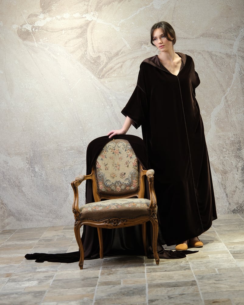 Hooded Dress – Chocolate Brown Velvet