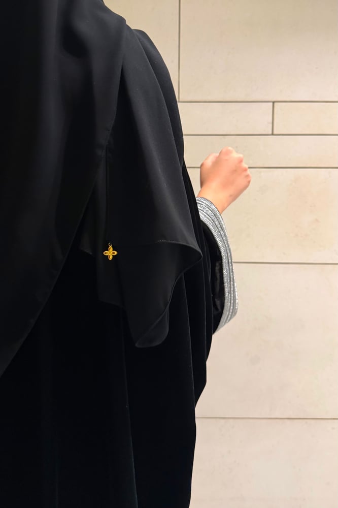 Quarter Bisht – Black Velvet with Silver Zari