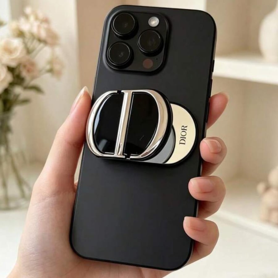 مسكة جوال DIOR قابلة للطي مع مرآة بدون كيس