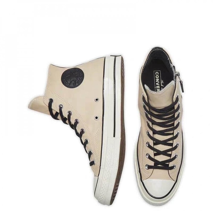 Converse Leather Side Zip Chuck 1970s "Black/Egret"