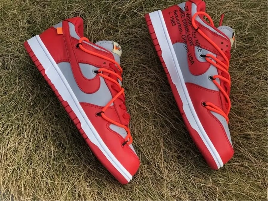 off-white x nike dunk low red grey