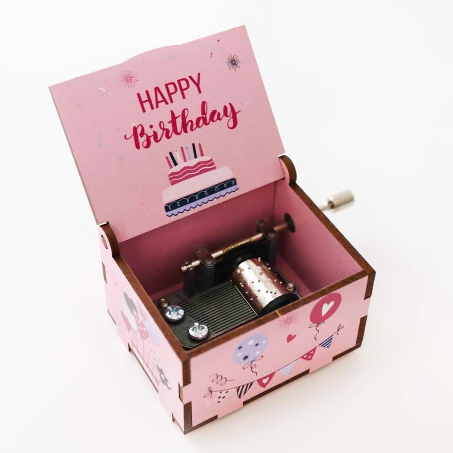 صندوق موسيقى وردي Happy Birthday