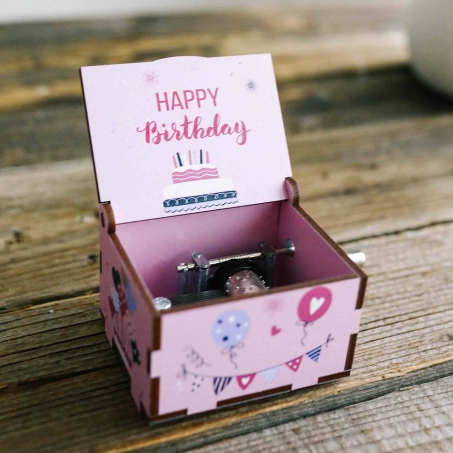 صندوق موسيقى وردي Happy Birthday