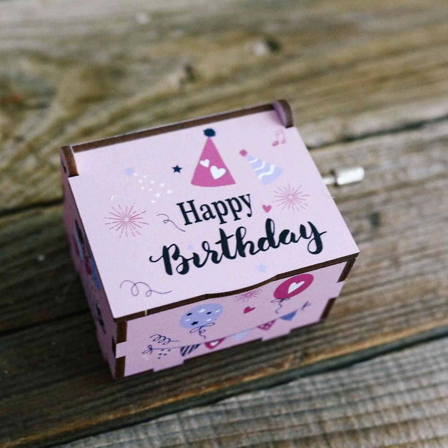 صندوق موسيقى وردي Happy Birthday