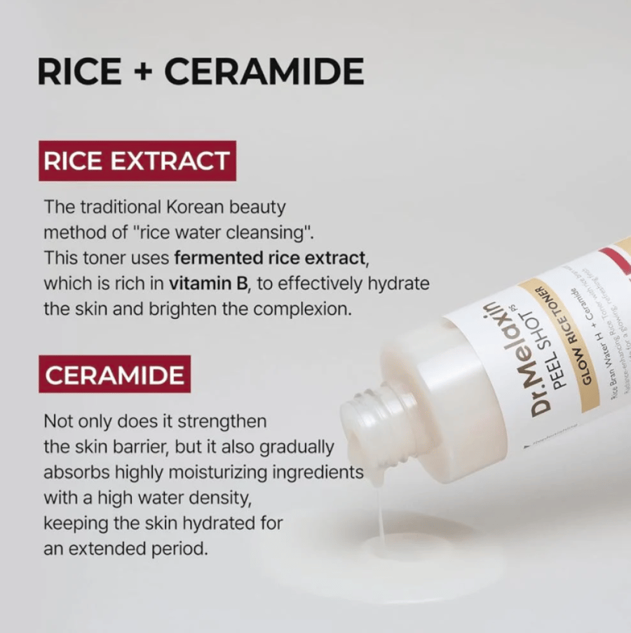 White Rice Toner Enhanced for Radiance and Hydration from Dr. Melaxine - 200 ml