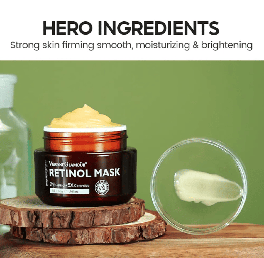 Retinol mask with 2% retinol and x5 ceramide - renews skin appearance - reduces fine lines - wrinkles and uneven skin texture - Centella Asiatica - aloe vera