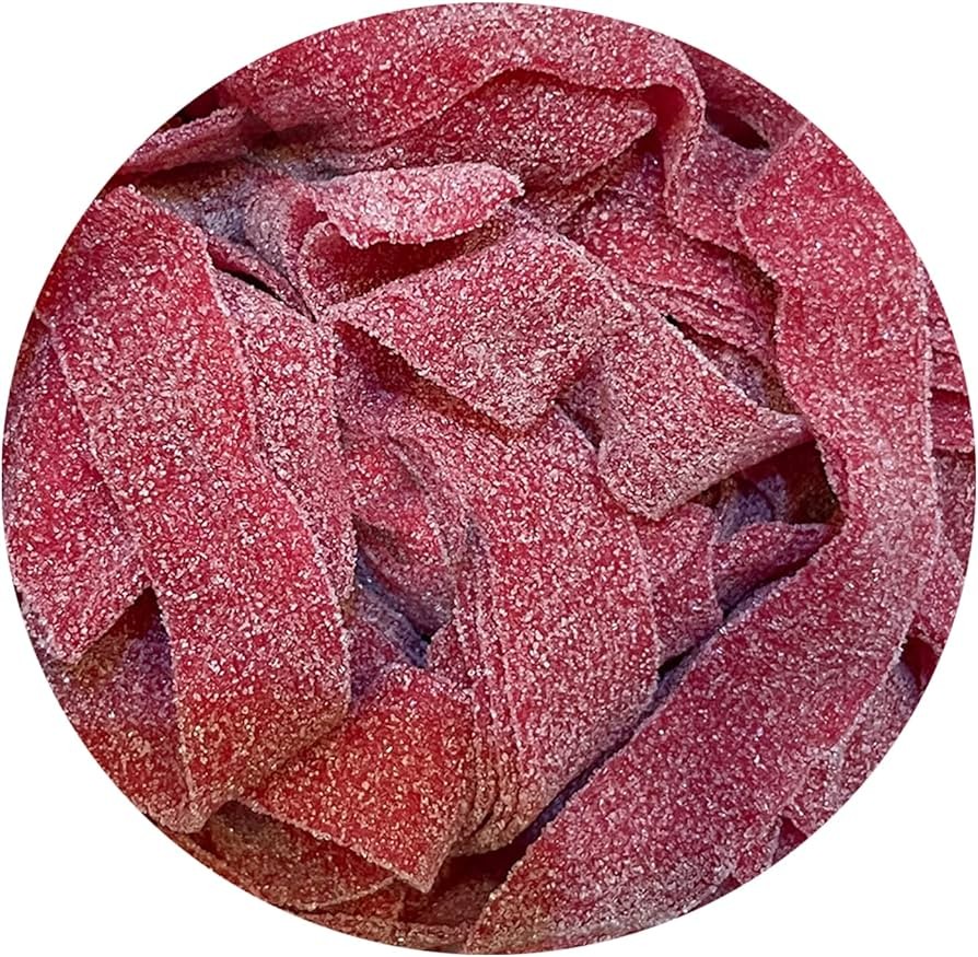 شرائط جيلي بنكهه الرمان الحامضه 200g ، يأتي بعبوه بلاستك مع ملقط