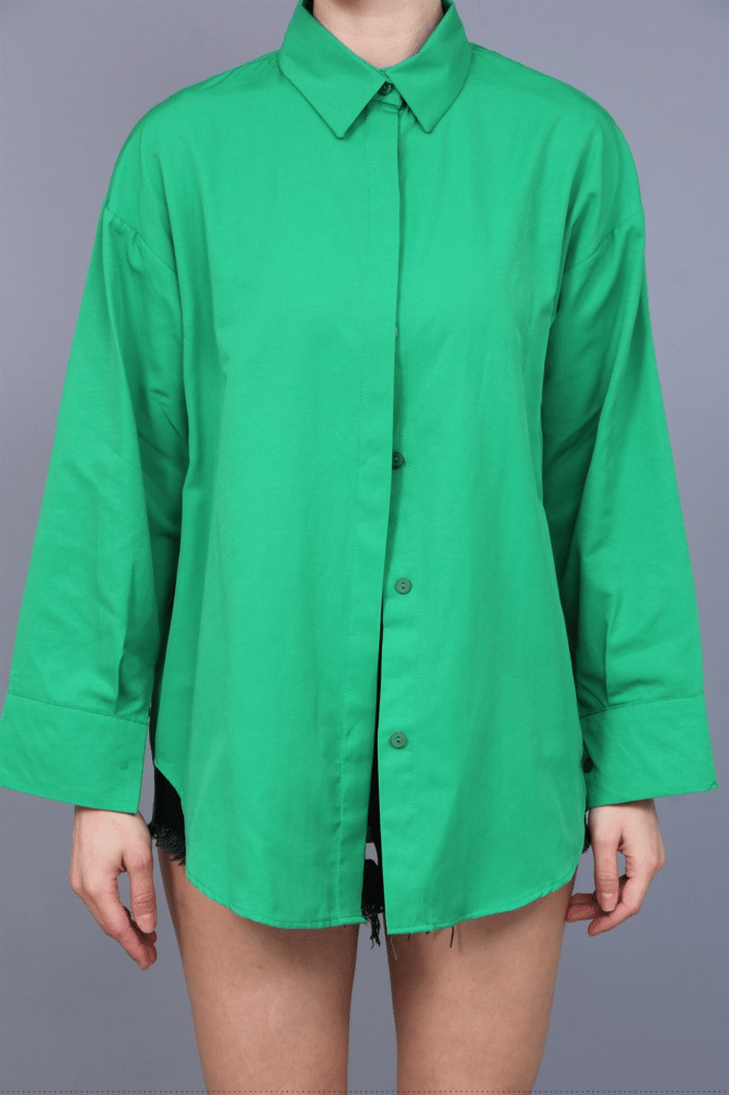 قميص نسائي – modacan toptan – تصميم سادة – بوبلين – اخضر – S-XL – صنع في تركيا
