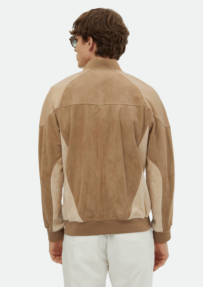 جاكيت جلدي رجالي – Ramsey – منك – ياقة منتصبة – جلد سويدي من الماعز -  S، M، L، XL، XXL، XXXL - صنع في تركيا