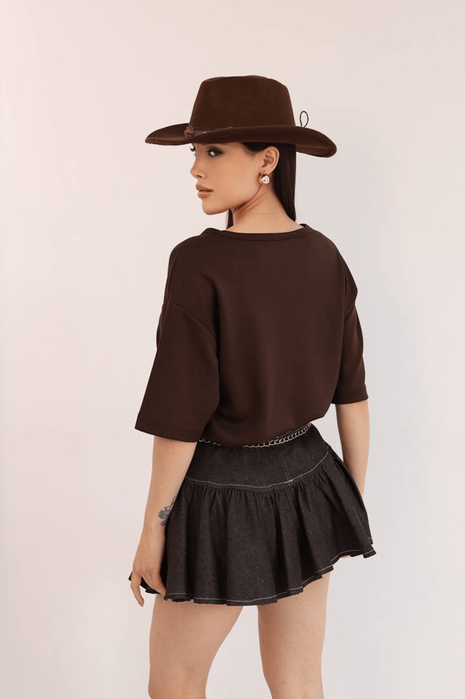 تي شيرت نسائي – modacan toptan – بني – قطن ليكرا – S-M-L-XL – صنع في تركيا