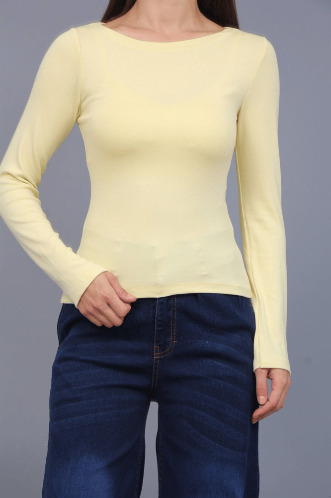 توب نسائي – modacan toptan – اصفر – قماش ريب – Made in Turkey - S-L