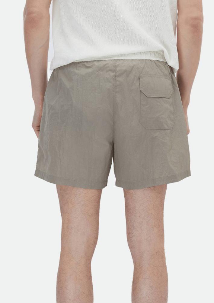شورت سباحة رجالية – Ramsey – بيج سادة – جيب جانبي – بولي أميد 100% -  S، M، L، XL، XXL، XXXL- صنع في تركيا