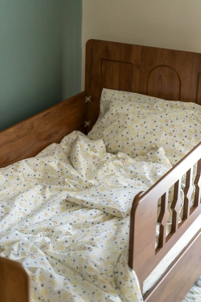 طقم غطاء لحاف أطفال – mendereshome – أبيض نقشه نجوم متوهجة – قطن
