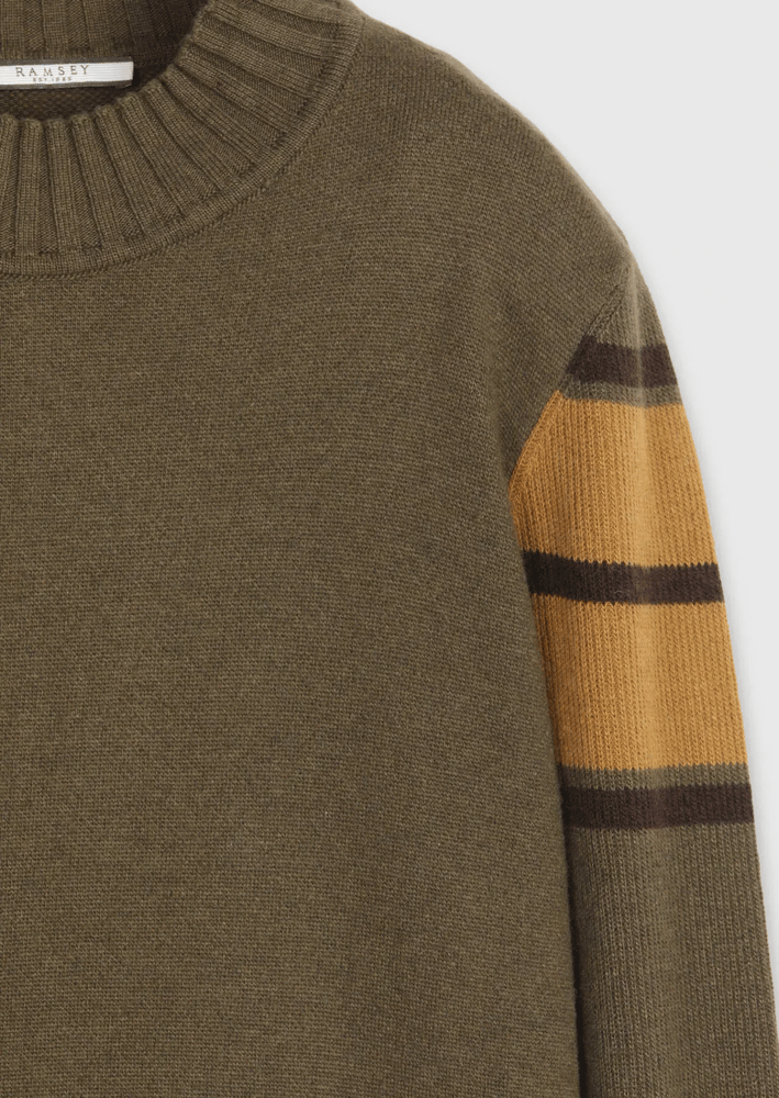 كنزة صوفية رجالية – Ramsey – كاكي سادة – أكمام طويلة – صوف -  S، M، L، XL، XXL، XXXL - صنع في تركيا