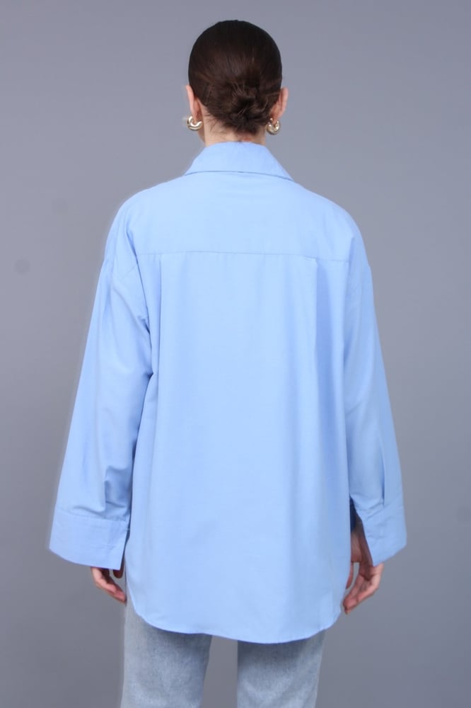 قميص نسائي – modacan toptan – تصميم سادة – بوبلين – أزرق فاتح – S-XL – صنع في تركيا